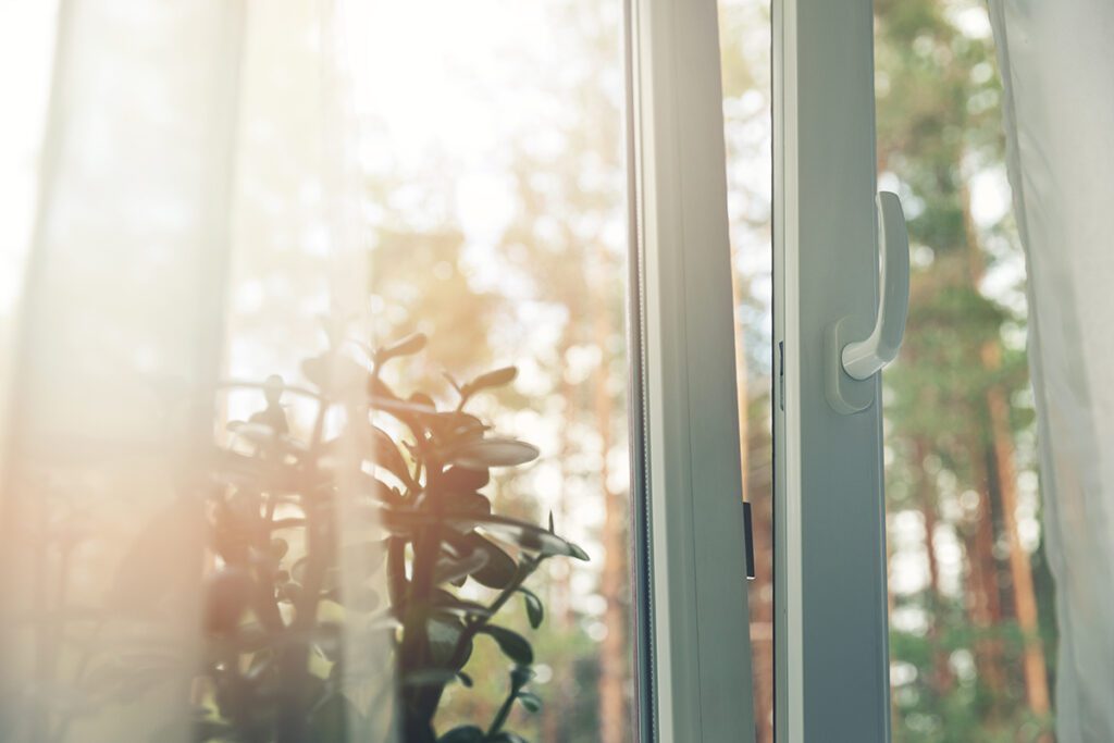 An open window at a house.